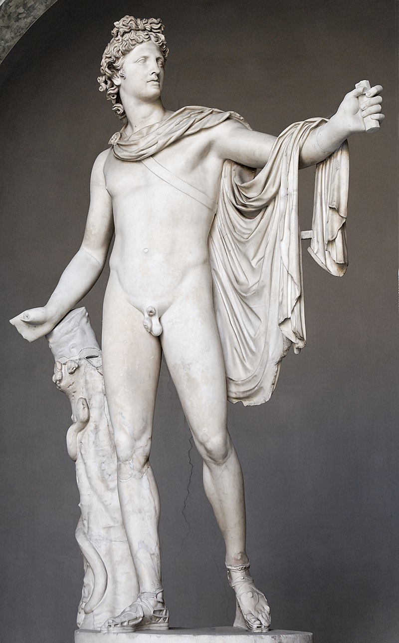 Apolo Belvedere, a mais célebre representação do deus. Original grego atribuído a Leocarés, hoje nos Museus Vaticanos
