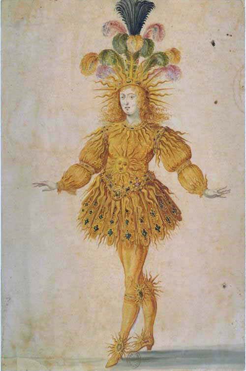Luís XIV como Apolo, figurino para bailado de Jean-Baptiste Lully